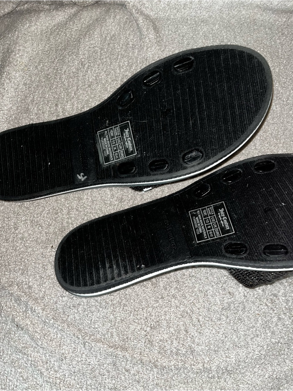 Juicy Couture Black Sequin Slide Sandals with Gold Logo Insole - Picture 4 of 4